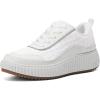 DREAM PAIRS Women Chunky City Tweed Comfortable Casual Platform Fashion Sneaker(White)
