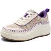 DREAM PAIRS Women Chunky City Tweed Comfortable Casual Platform Fashion Sneaker(White/Purple)