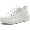 DREAM PAIRS Women Platform Chunky Lightweight Comfortable Casual Lace-Up Sky Walking Fashion Sneakers(White/Pu)