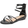 DREAM PAIRS Women’s Ankle Strap Flat Sandals Summer Dressy Strappy Gladiator Rhinestones Sandals(Black/Pu)