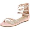 DREAM PAIRS Women’s Ankle Strap Flat Sandals Summer Dressy Strappy Gladiator Rhinestones Sandals(Champagne)