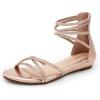 DREAM PAIRS Women’s Ankle Strap Flat Sandals Summer Dressy Strappy Gladiator Rhinestones Sandals(Champagne/Gold-pu)