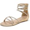DREAM PAIRS Women’s Ankle Strap Flat Sandals Summer Dressy Strappy Gladiator Rhinestones Sandals(Gold)
