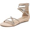 DREAM PAIRS Women’s Ankle Strap Flat Sandals Summer Dressy Strappy Gladiator Rhinestones Sandals(Nude)