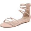 DREAM PAIRS Women’s Ankle Strap Flat Sandals Summer Dressy Strappy Gladiator Rhinestones Sandals(Nude/Pu)
