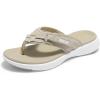 DREAM PAIRS Women’s Arch Support Flip Flops Comfortable Thong Sandals(Beige)