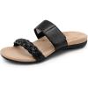 DREAM PAIRS Women’s Arch Support Slides Flat Sandals Soft Cushion Slippers With Adjustable Straps(Black)