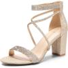 DREAM PAIRS Womens Chunkle(All Gold-glitter)