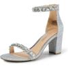 DREAM PAIRS Womens Chunkle(Silver-rhinestone)