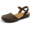 DREAM PAIRS Women’s Closed Toe Sandals Arch Support Comfort Cork Footbed Flat Sandals Summer Shoes(Dark Brown)