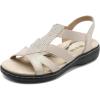 DREAM PAIRS Women’s Comfortable Arch Support Dressy Flat Sandals Elastic Open Toe Walking Shoes for Summer(Nude)