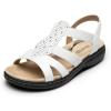 DREAM PAIRS Women’s Comfortable Arch Support Dressy Flat Sandals Elastic Open Toe Walking Shoes for Summer(White)