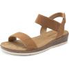 DREAM PAIRS Women’s Comfortable Dressy Cork Low Wedge Heels Cute Summer One Band Casual Flat Sandals with Adjustable Ankle Strap(Camel)