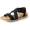 DREAM PAIRS Women’s Comfortable Low Wedge Sandals, Open Toe Slip On Strappy Flat Sandals Light-weight Summer Shoes(Black)