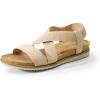 DREAM PAIRS Women’s Comfortable Low Wedge Sandals, Open Toe Slip On Strappy Flat Sandals Light-weight Summer Shoes(Nude)