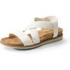 DREAM PAIRS Women’s Comfortable Low Wedge Sandals, Open Toe Slip On Strappy Flat Sandals Light-weight Summer Shoes(White)