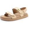 DREAM PAIRS Women’s Comfortable Open Toe Flat Sandals Fashion One Band Summer Dessy Sandals(Natural-raffia)