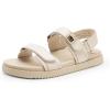 DREAM PAIRS Women’s Comfortable Open Toe Flat Sandals Fashion One Band Summer Dessy Sandals(Nude)