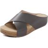 DREAM PAIRS Women’s Cork Slide Sandals Slip on Open Toe Cute Platform Criss Cross Flat Sandals for Summer(Brown/Pu)