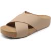 DREAM PAIRS Women’s Cork Slide Sandals Slip on Open Toe Cute Platform Criss Cross Flat Sandals for Summer(Taupe-nubuck)