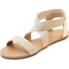 DREAM PAIRS Women’s Elastic Ankle Strap Flat Sandals Summer Dressy Shoes Cute Strappy Gladiator Sandals(Gold/Pu)
