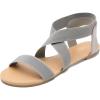 DREAM PAIRS Women’s Elastic Ankle Strap Flat Sandals Summer Dressy Shoes Cute Strappy Gladiator Sandals(Grey)