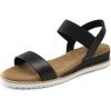 DREAM PAIRS Womens Espadrilles Ankle Stretch Elastic Strap Open Toe Wedges Flats Sandals(Black)