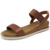 DREAM PAIRS Womens Espadrilles Ankle Stretch Elastic Strap Open Toe Wedges Flats Sandals(Brown)
