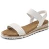 DREAM PAIRS Womens Espadrilles Ankle Stretch Elastic Strap Open Toe Wedges Flats Sandals(White)