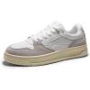 DREAM PAIRS Women’s Fashion Walking Skateboard Court Sneakers Comfortable Low-Top Lace-Up Non-Slip Retro Vintage Casual Classic Athletic Shoes(White/Grey)