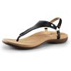 DREAM PAIRS Women’s Flat Sandals Arch Support Orthopedic Comfortable Soft Cushion Summer T-Strap Walking Thong Sandals(Black)