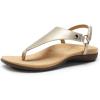DREAM PAIRS Women’s Flat Sandals Arch Support Orthopedic Comfortable Soft Cushion Summer T-Strap Walking Thong Sandals(Gold-pu)