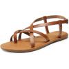 DREAM PAIRS Women’s Flat Sandals Strappy Dressy Comfortable Ankle Strap Casual Summer Thong Sandals for Beach(Brown)