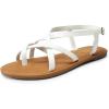 DREAM PAIRS Women’s Flat Sandals Strappy Dressy Comfortable Ankle Strap Casual Summer Thong Sandals for Beach(White)