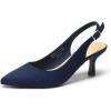 DREAM PAIRS Women’s Kitten Heel Slingback Pointed Closed Toe Low Stiletto Heels Dress Bridal Elegant Wedding Pumps Shoes(Navy-suede)