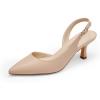 DREAM PAIRS Women’s Kitten Heel Slingback Pointed Closed Toe Low Stiletto Heels Dress Bridal Elegant Wedding Pumps Shoes(Nude)