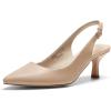 DREAM PAIRS Women’s Kitten Heel Slingback Pointed Closed Toe Low Stiletto Heels Dress Bridal Elegant Wedding Pumps Shoes(Nude-pu)