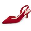 DREAM PAIRS Women’s Kitten Heel Slingback Pointed Closed Toe Low Stiletto Heels Dress Bridal Elegant Wedding Pumps Shoes(Red-suede)
