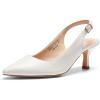 DREAM PAIRS Women’s Kitten Heel Slingback Pointed Closed Toe Low Stiletto Heels Dress Bridal Elegant Wedding Pumps Shoes(White-pu)