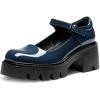 DREAM PAIRS Women’s Mary Janes Shoes Platform Dress Low Heel Chunky Pumps Round Toe Ankle Strap Pumps Shoes Oxfords Esther(Navy)