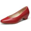 DREAM PAIRS Women’s Mila Low Chunky Heel Pump Shoes(Red/Pu)