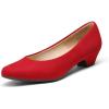 DREAM PAIRS Women’s Mila Low Chunky Heel Pump Shoes(Red/Suede)