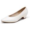 DREAM PAIRS Women’s Mila Low Chunky Heel Pump Shoes(White/Pu)