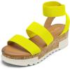 DREAM PAIRS Women’s Open Toe Elastic Ankle Strap Casual Flatform Platform Wedges Sandals(Neon/Lime)