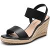 DREAM PAIRS Womens Open Toe Espadrilles Dressy Platform Sandals Slip on Elastic Ankle Strap Wedges Sandals(Black-pu)