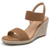 DREAM PAIRS Womens Open Toe Espadrilles Dressy Platform Sandals Slip on Elastic Ankle Strap Wedges Sandals(Camel)