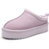 DREAM PAIRS Women’s Platform Slippers Genuine Suede Slip-on Warm FuzzyEasy Autumn Winter Fluffy Comfy Furry Shoes for Outdoor Indoor(Light Purple)