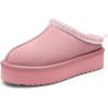 DREAM PAIRS Women’s Platform Slippers Genuine Suede Slip-on Warm FuzzyEasy Autumn Winter Fluffy Comfy Furry Shoes for Outdoor Indoor(Pink)