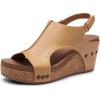 DREAM PAIRS Women’s Platform Wedge Sandals, Comfortable Peep-Toe Cork Casual & Dressy Summer Lightweight Shoes for All Day Wear(Camel)