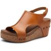 DREAM PAIRS Women’s Platform Wedge Sandals, Comfortable Peep-Toe Cork Casual & Dressy Summer Lightweight Shoes for All Day Wear(Tan)